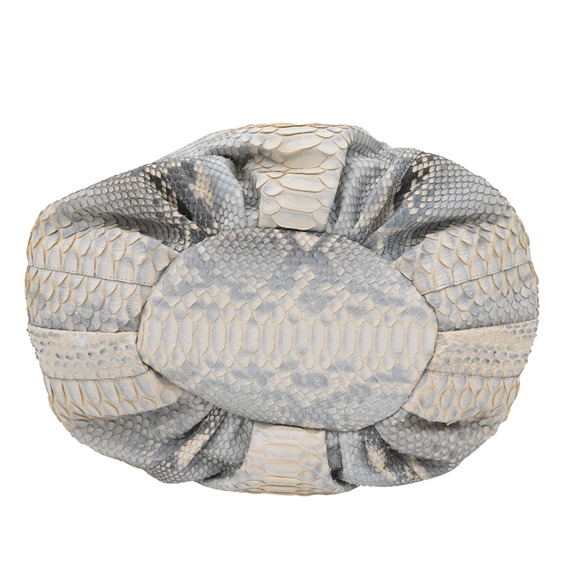 Nancy Gonzalez Light Gray & Cream Snake Leather Shoulder Bag - Picture 3 of 15